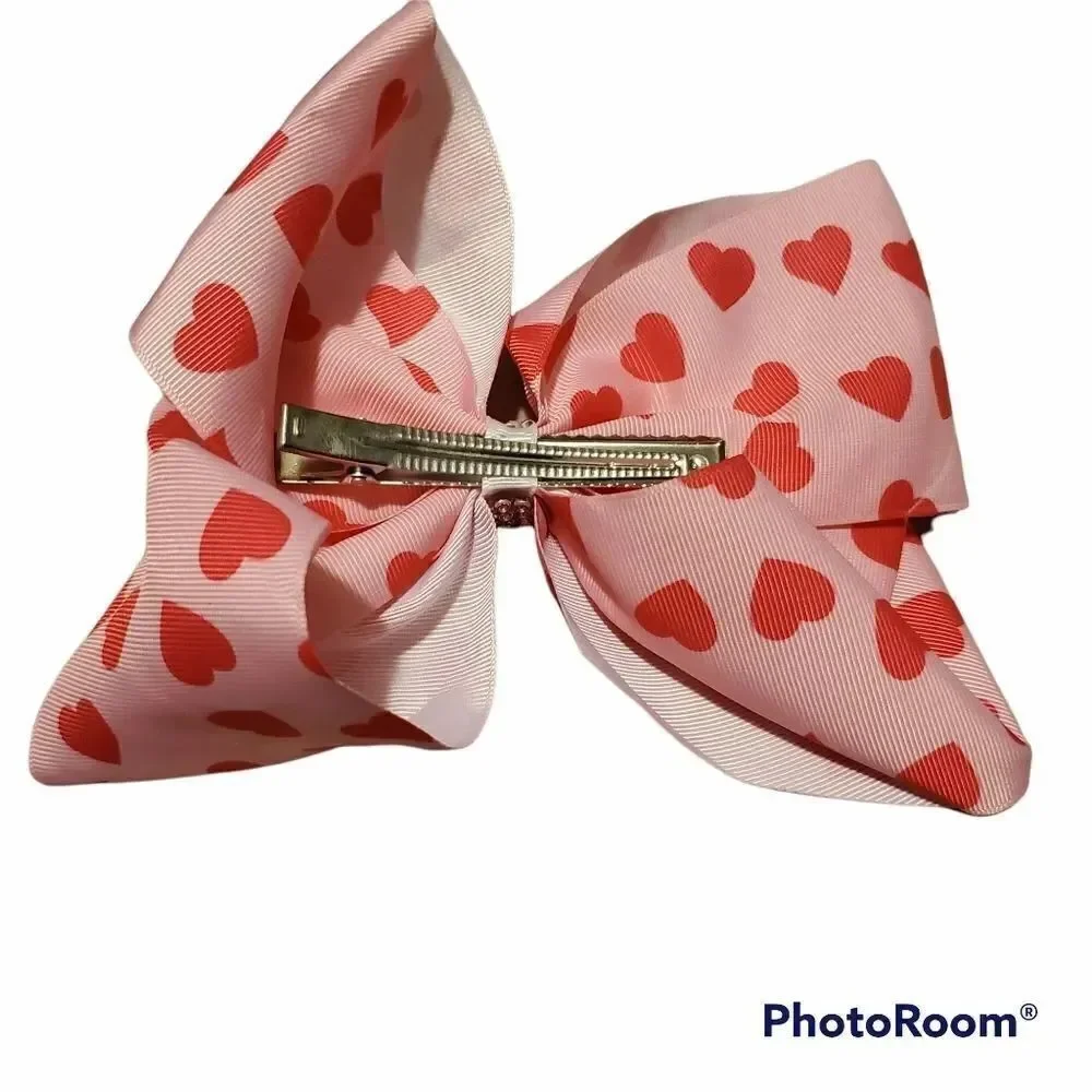 Pink Heart Fabric Bow